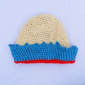 VINTAGE HANDMADE CROCHET KNITTED TOQUE STRIPED CROWN BEANIE CAP HAT NEW